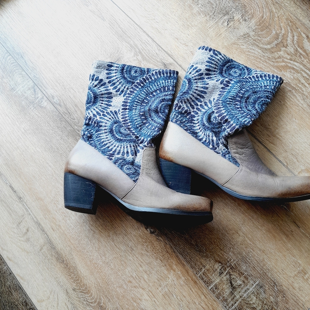Spring Step L'Artiste Leather Embroidery Comfort Boho Distressed  Sz 38EU/7.5 US